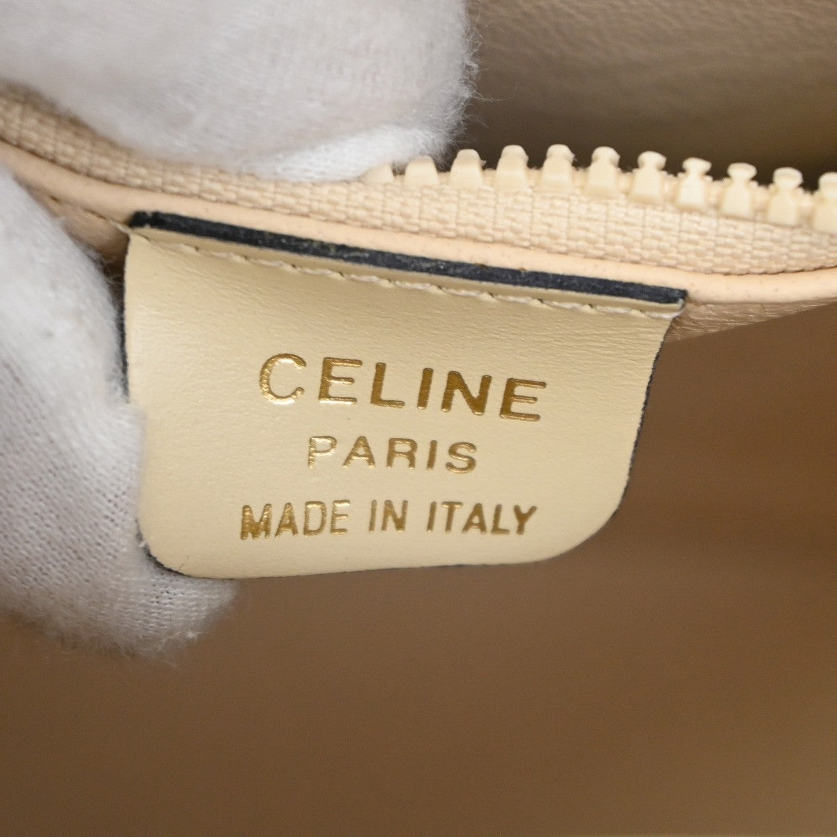 CELINE 2Way Hand Shoulder Crossbody Bag Leather White GHW Italy 31TA677