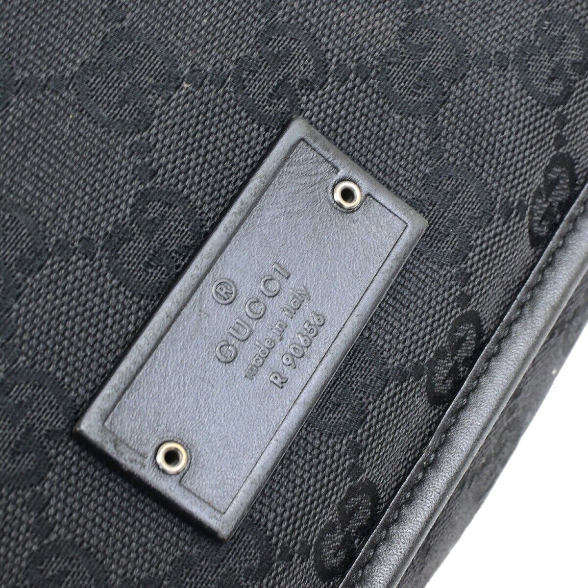 GUCCI Logo GG Pattern Cross Body Shoulder Bag Canvas Leather Black Italy 01FB473