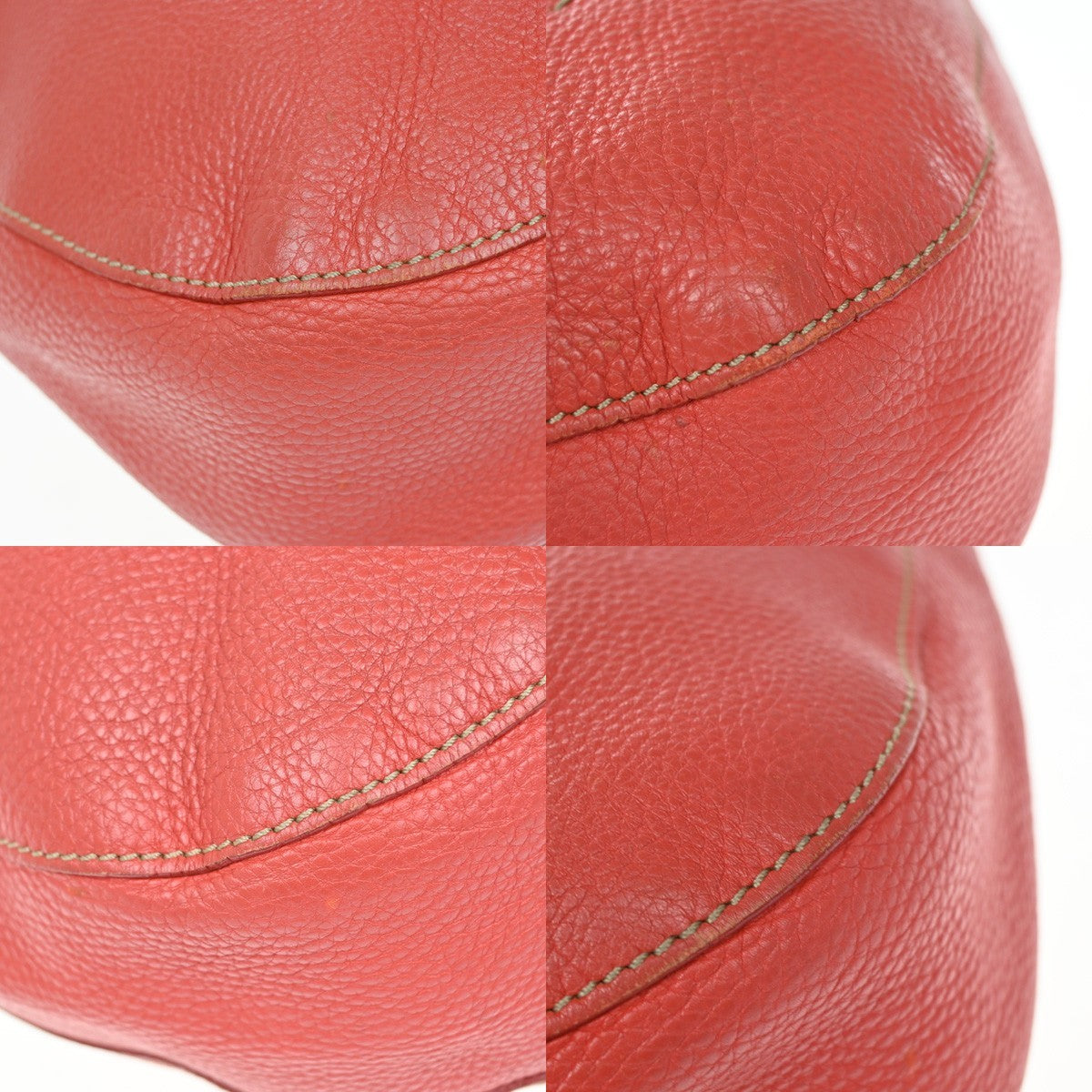 FENDI Logo Selleria Shoulder Hobo Bag Leather Red GHW Italy 82YJ094