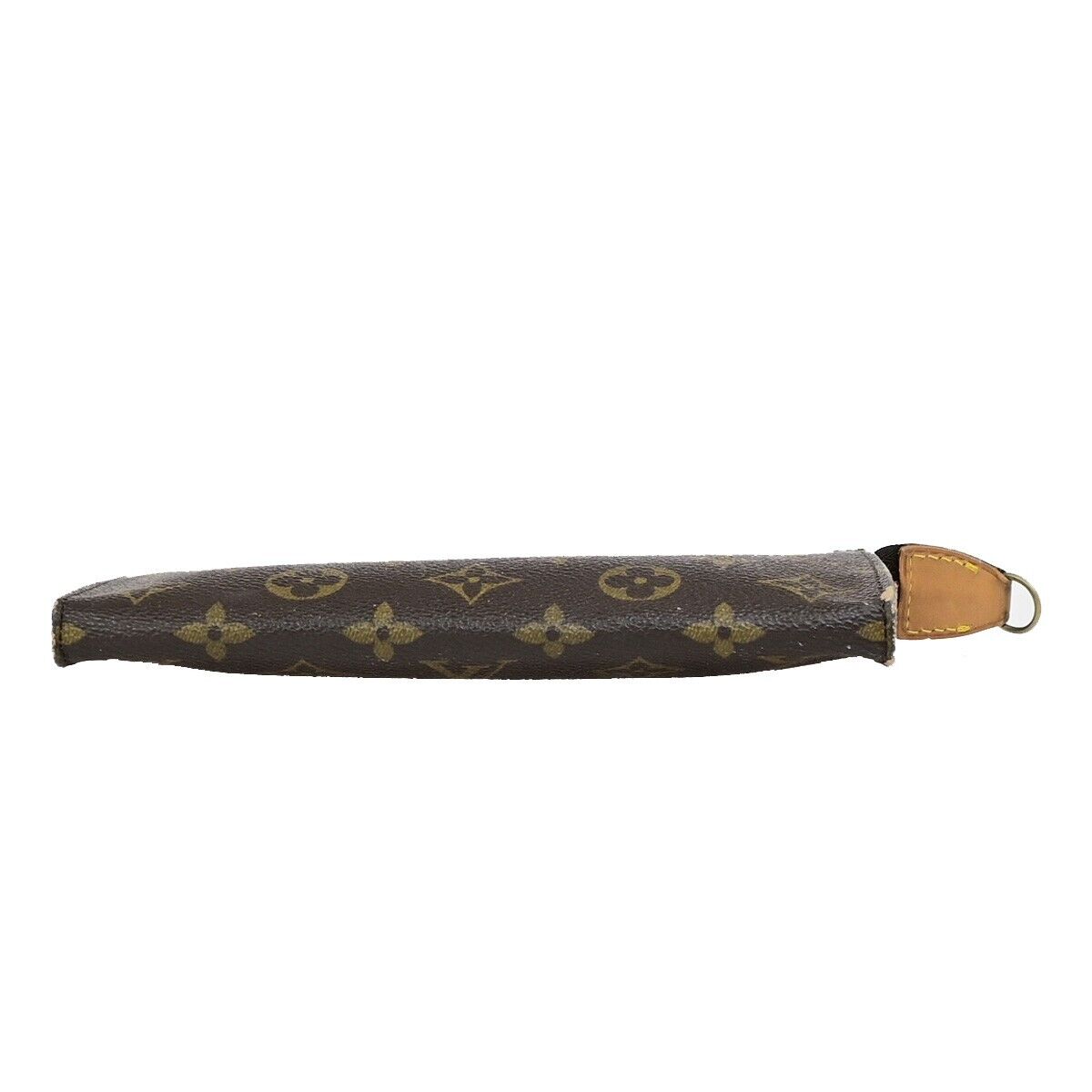 LOUIS VUITTON LV Logo Bucket GM Pouch Bag Monogram Leather Brown Gold 02ED153