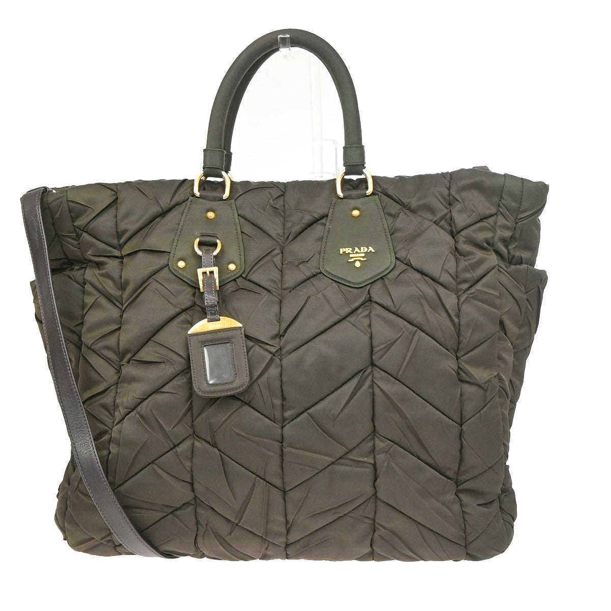 PRADA Tessuto 2Way Shoulder Hand Tote Bag Nylon Leather Brown GHW Italy 76KD027