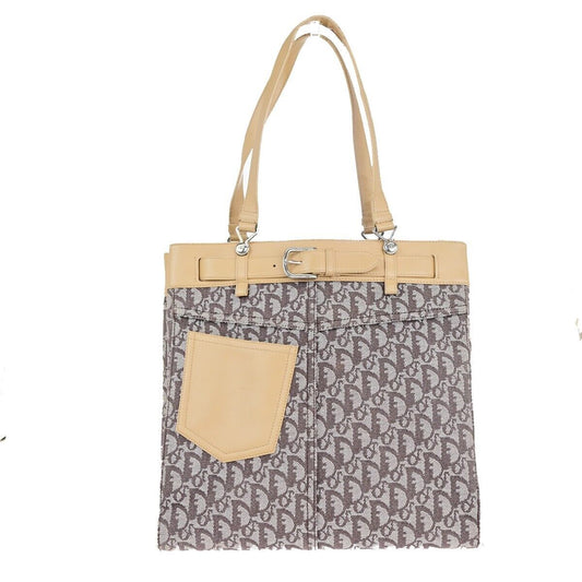 CHRISTIAN DIOR Logo Trotter Pattern Shoulder Bag Canvas Leather Brown 76EC942