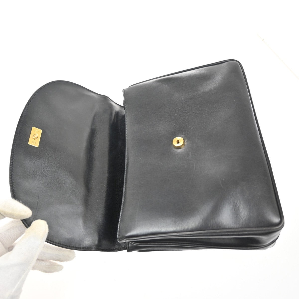 GUCCI Logo Top Handle Hand Bag Leather Black GHW Italy 62KC512