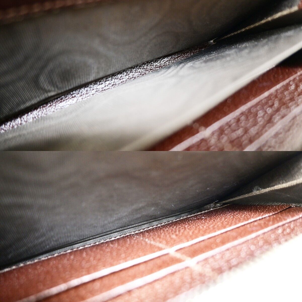 GUCCI Logo GG Pattern Long Bifold Zipper Wallet Canvas Leather Brown 39EB038