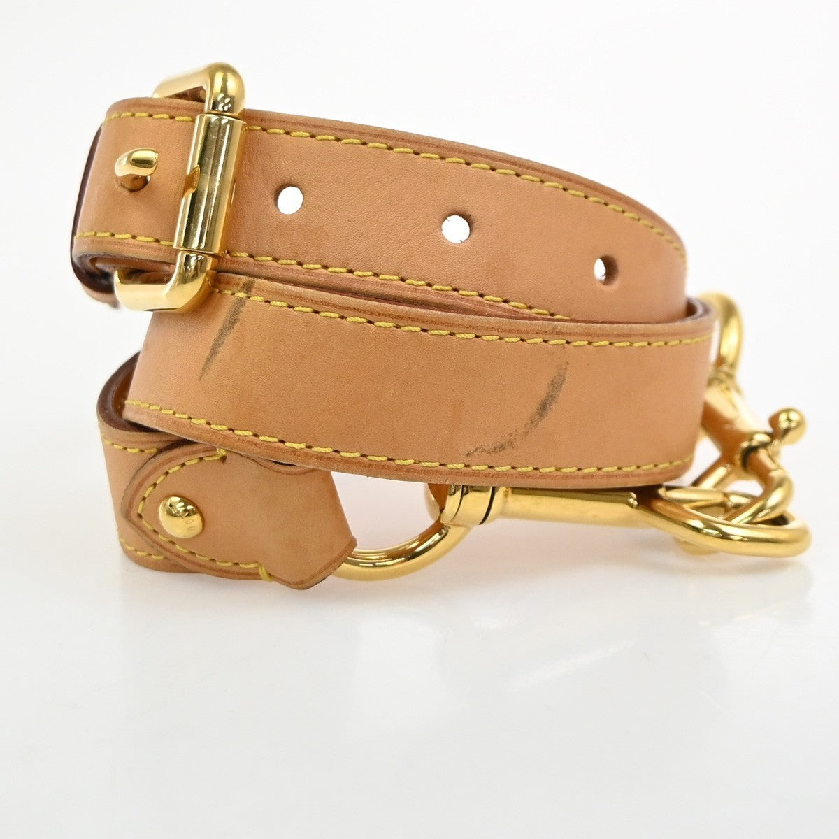 LOUIS VUITTON LV Logo Shoulder Bag Strap Leather Brown GHW 61MA604