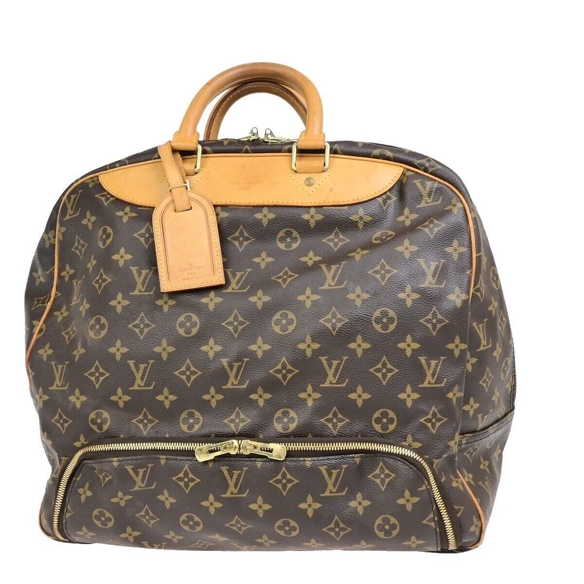 LOUIS VUITTON LV Logo Evasion Hand Bag Monogram Leather Brown M41443 34ED170