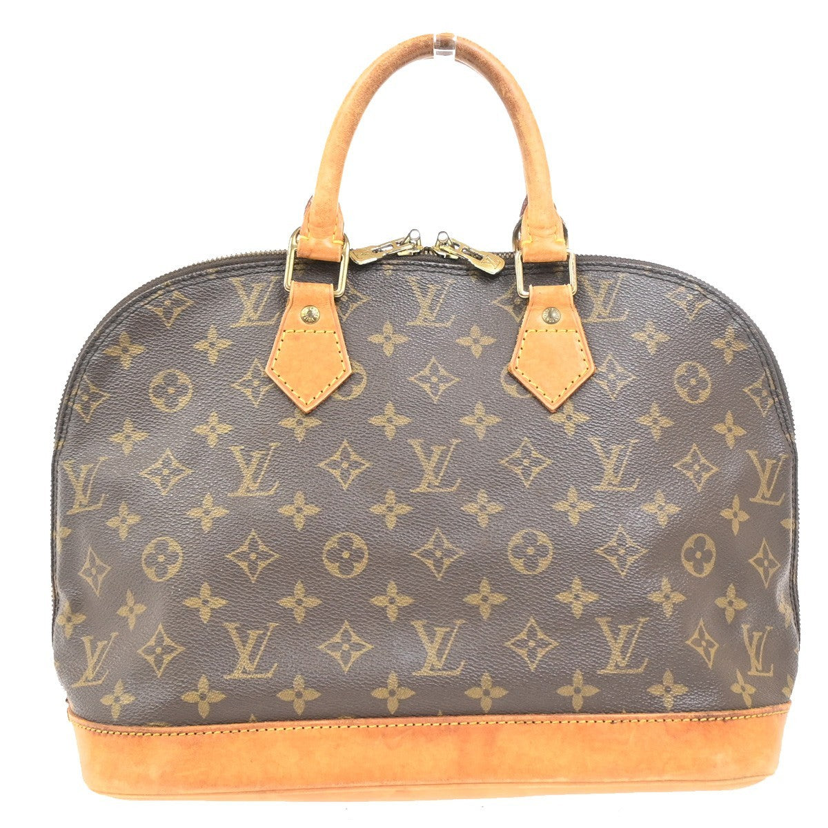 LOUIS VUITTON LV Logo Alma Hand Bag Monogram Leather Brown France M51130 33SA032