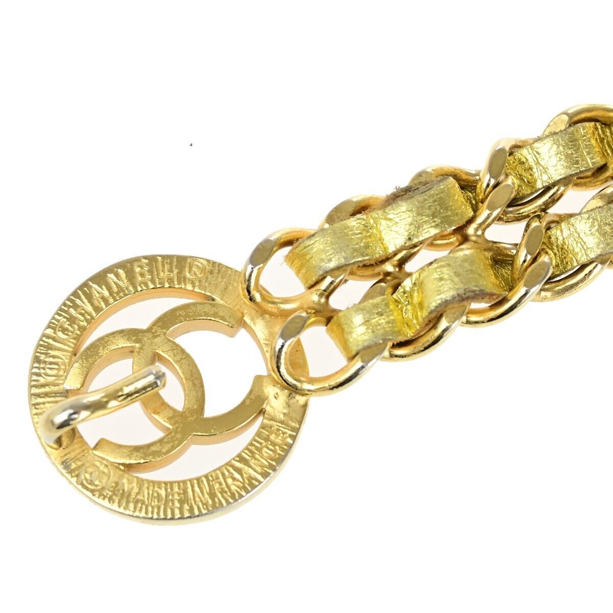 CHANEL CC Logo Coin Chain Belt Leather Gold GHW France Accessory 72RK432