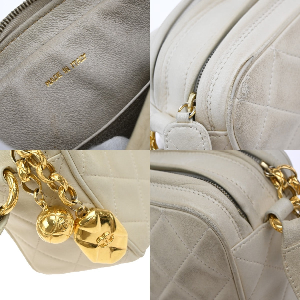 CHANEL CC Matelasse Chain Mini Shoulder Bag Leather White GHW Vintage 59RP109