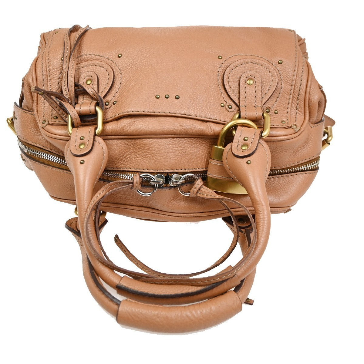 CHLOE Paddington Shoulder Hand Bag Leather Light Brown Italy GHW 59RL834