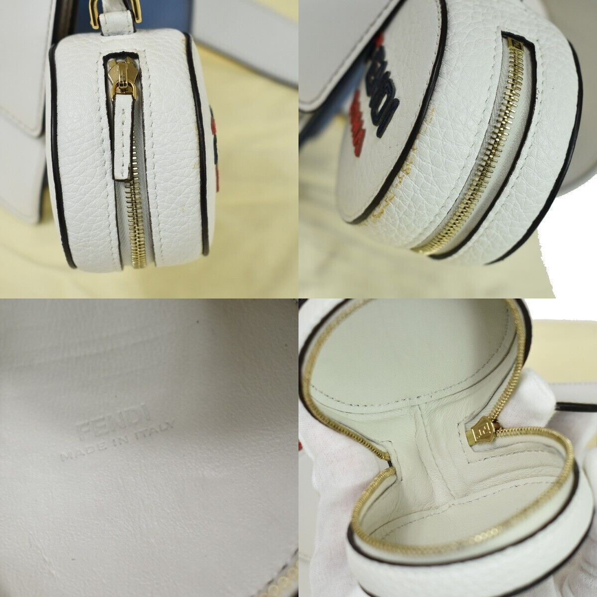 FENDI x FILA Collaboration 2Way Hand Bag Zucca Leather Brown White Blue 661RC614