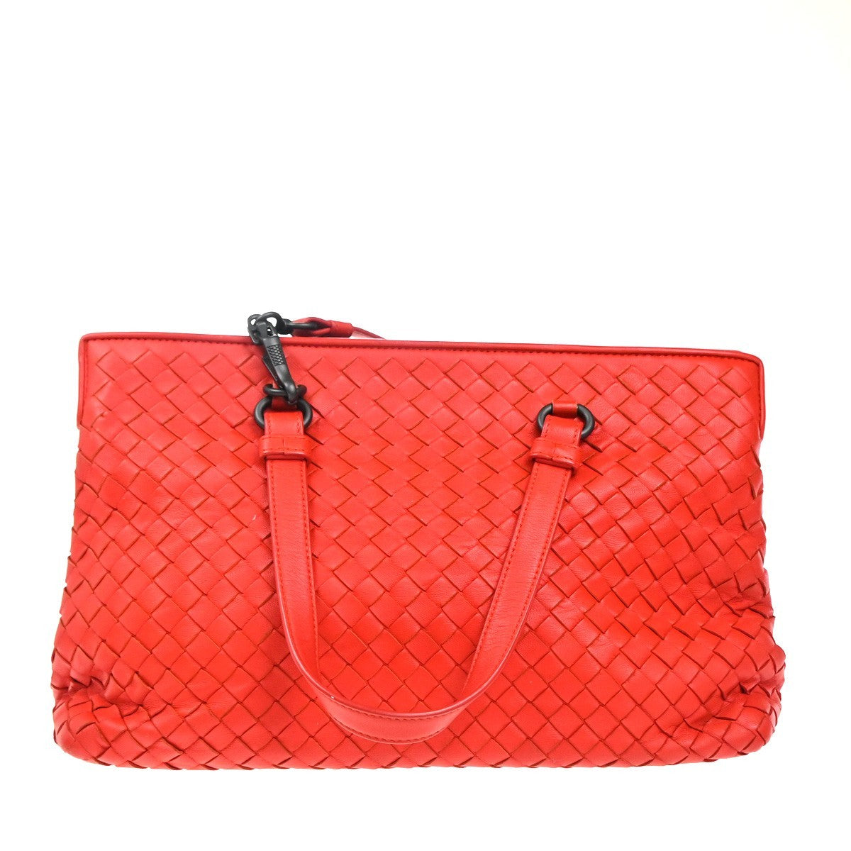 BOTTEGA VENETA Logo Intrecciato 2way Shoulder Hand Bag Leather Red Italy 93EG301