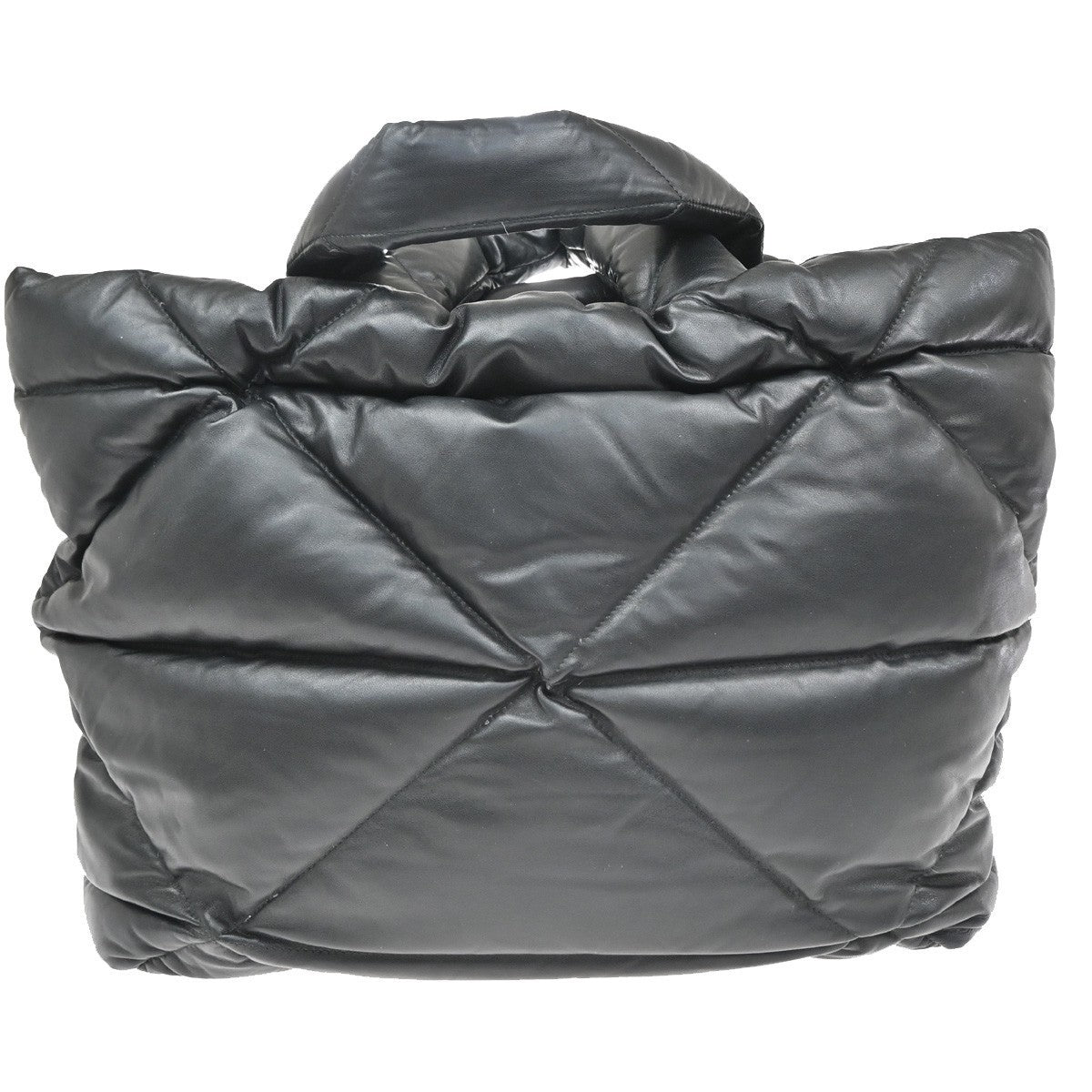PRADA Logo Padded Hand Tote Bag Nappa Leather Black Italy 307RF799