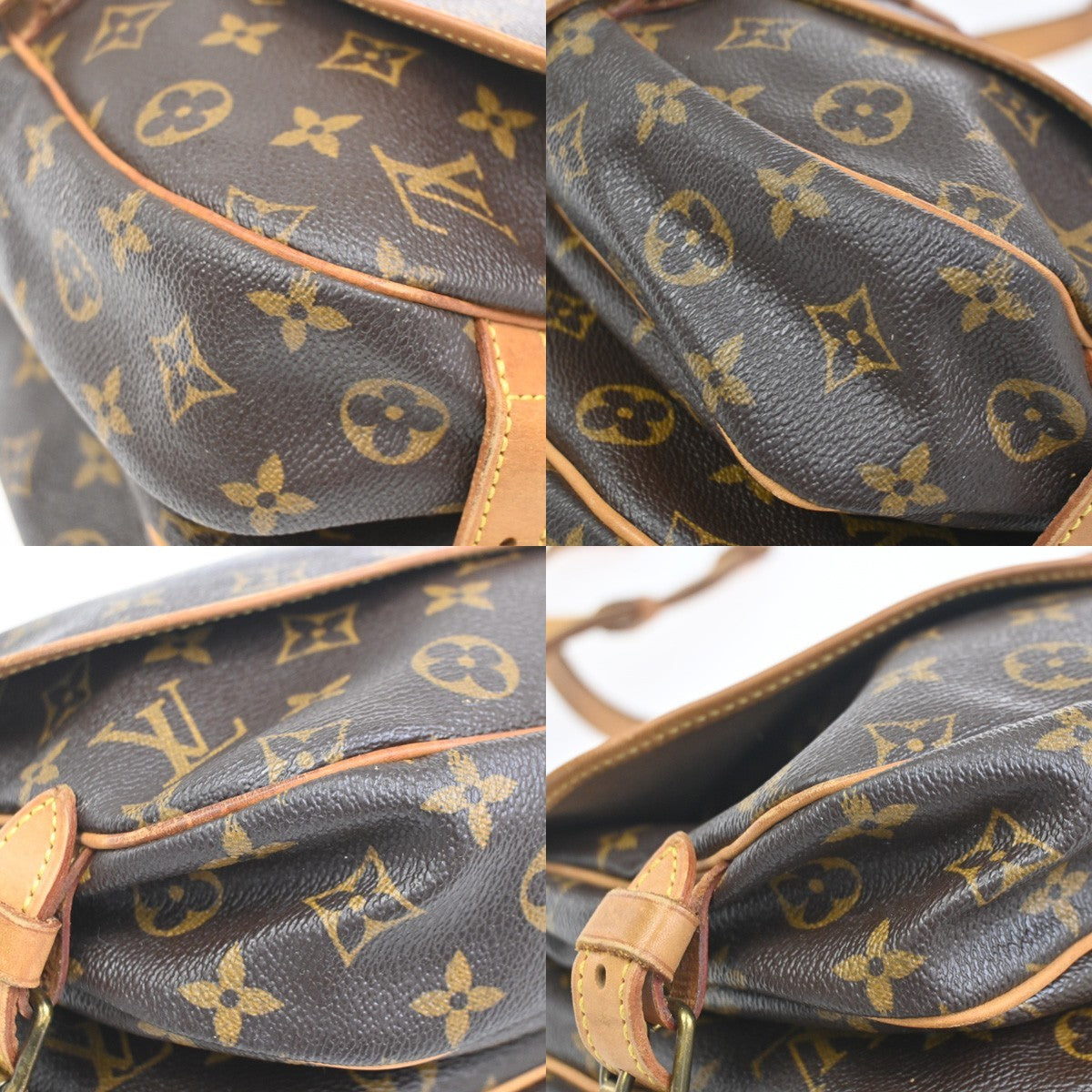 LOUIS VUITTON Logo Saumur 30 Shoulder Bag Monogram Leather Brown M42256 10CA776