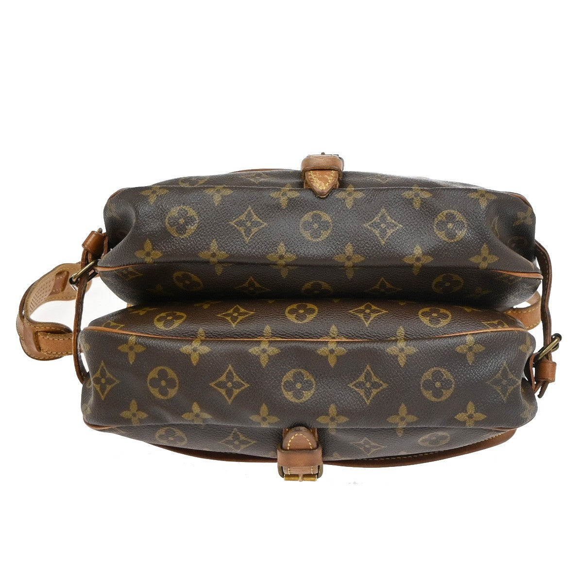 LOUIS VUITTON Logo Saumur 30 Shoulder Bag Monogram Leather Brown M42256 31YJ183