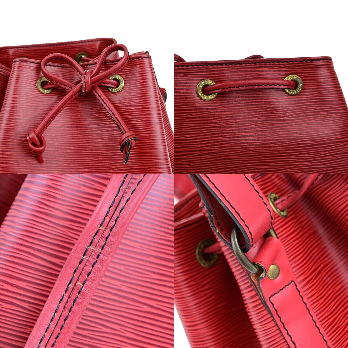 LOUIS VUITTON Petit Noe Drawstring Shoulder Bag Epi Leather Red M44107 87EB404