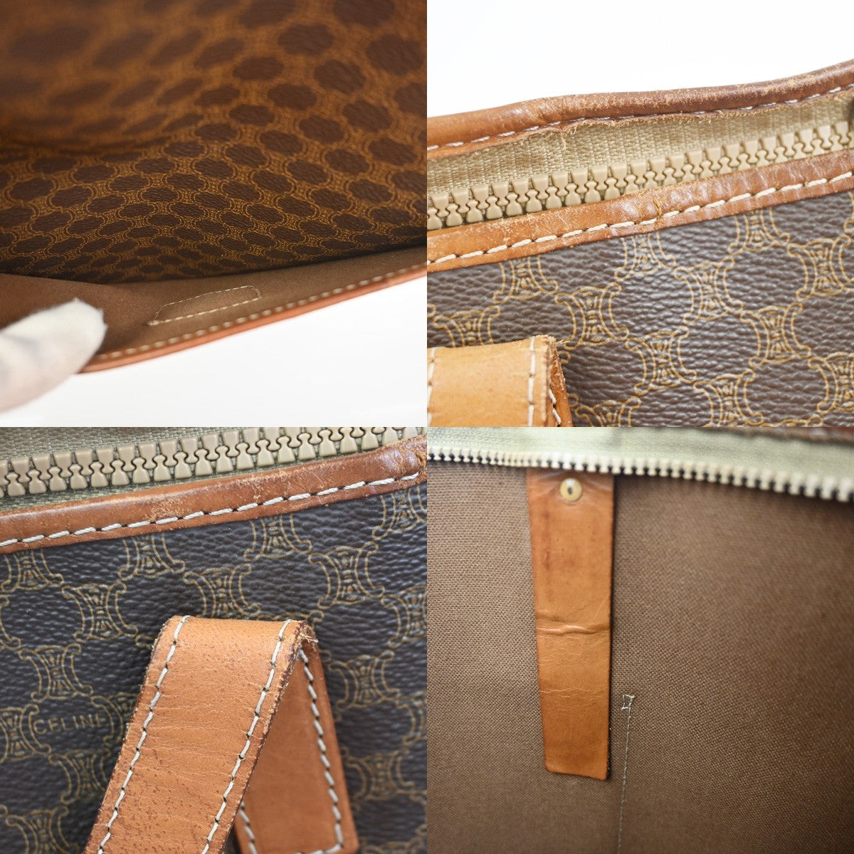 CELINE Logo Macadam Pattern Shoulder Bag PVC Leather Brown GHW Italy 69KC941