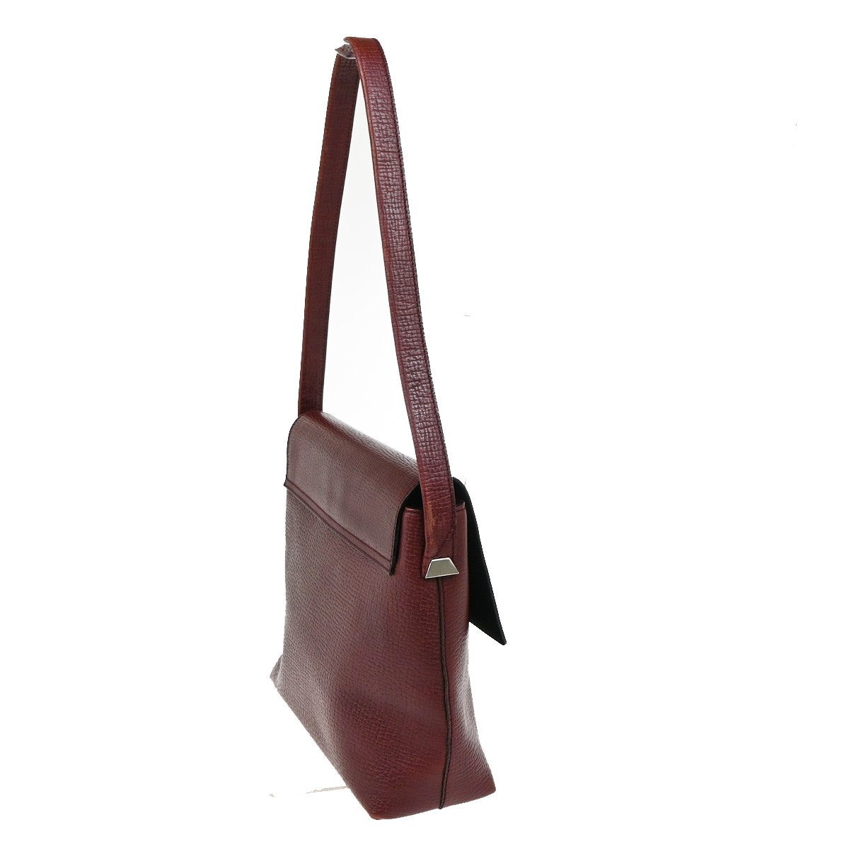 LOEWE Logo Shoulder Bag Embossing Leather Burgundy SHW Spain 32CA971