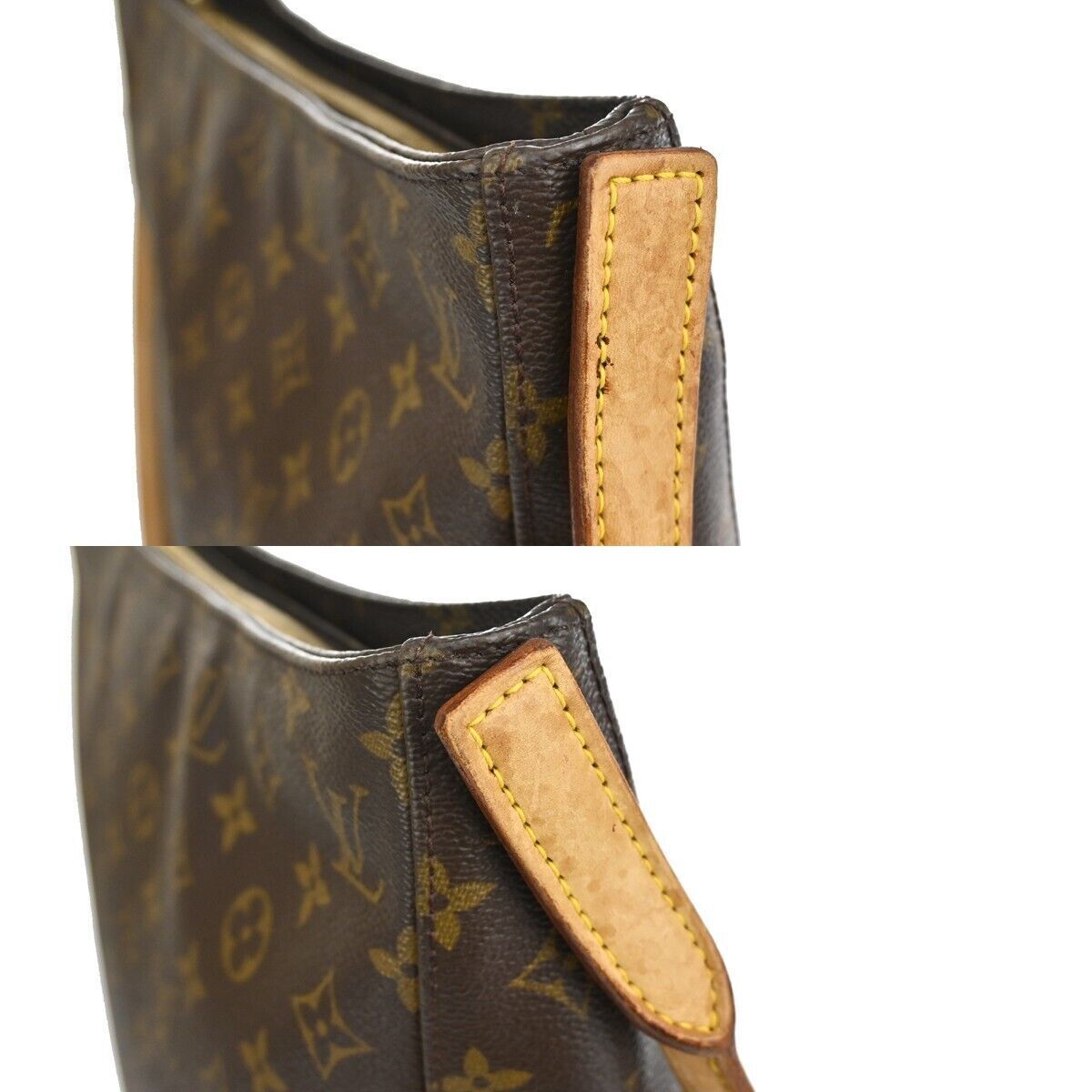 LOUIS VUITTON Logo Looping GM Shoulder Bag Monogram Leather Brown M51145 15GA174