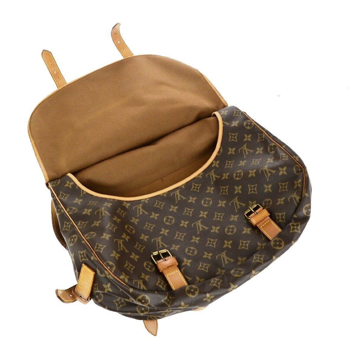 LOUIS VUITTON Logo Saumur 43 Shoulder Bag Monogram Leather Brown M42252 31ED337