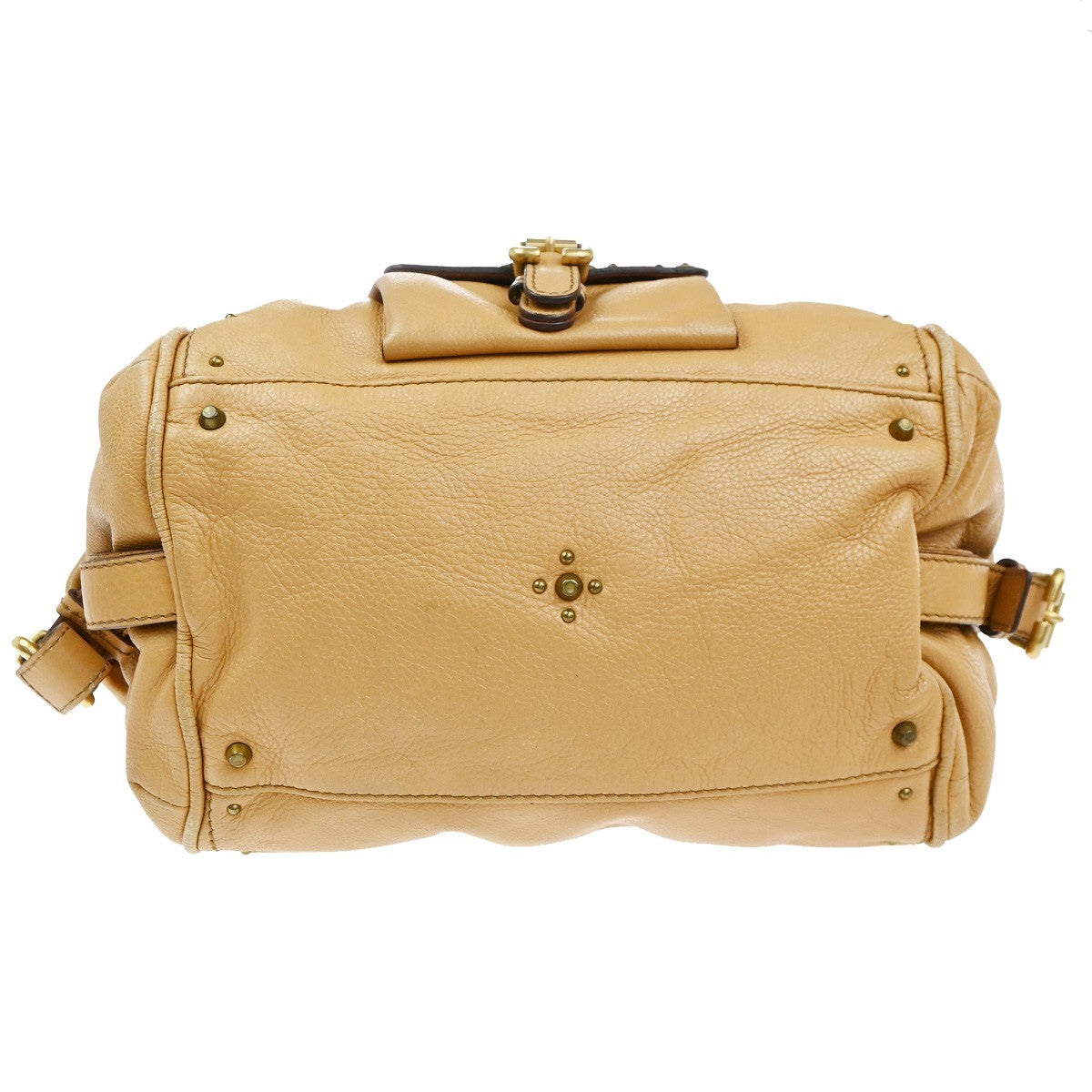 CHLOE Logo Paddington Padlock Shoulder Hand Bag Leather Brown GHW Italy 58EG376