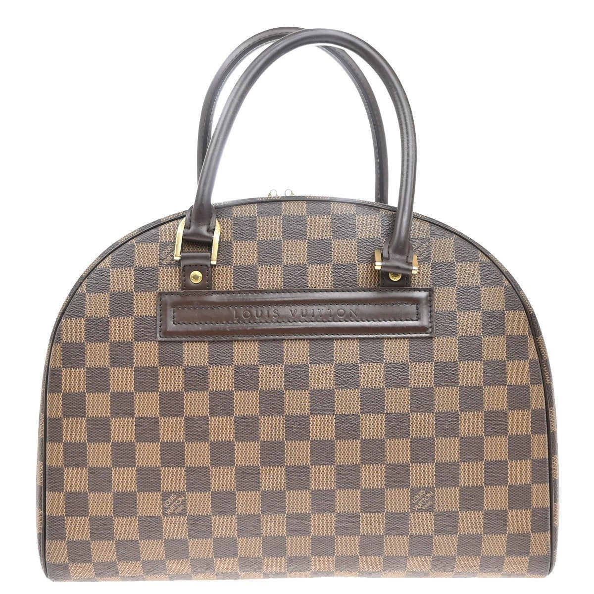 LOUIS VUITTON Logo Nolita HandBag Damier Ebene Leather Brown N41455 50KC176