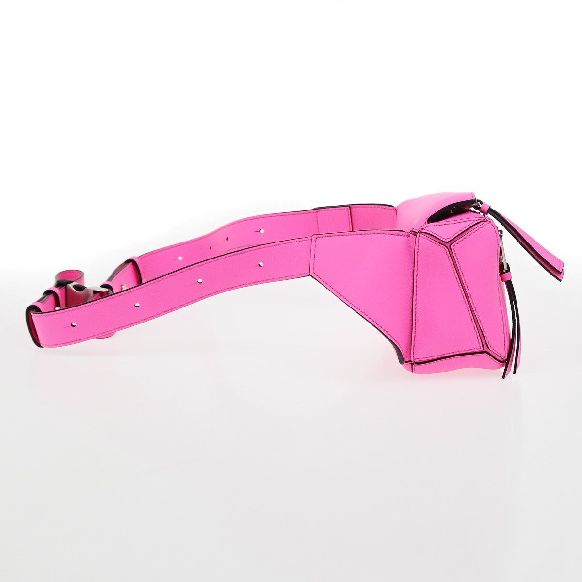 LOEWE Logo Puzzle Mini Body Shoulder Bag Leather Neon Pink SHW Spain 684RQ079