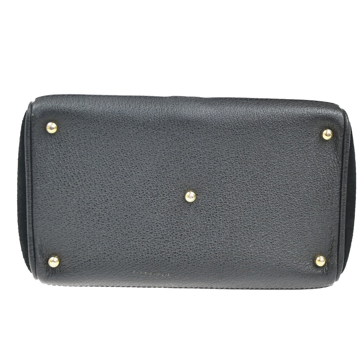 GUCCI Logo Bamboo 2Way Shoulder Hand Bag Suede Leather Black GHW Italy 86TA526
