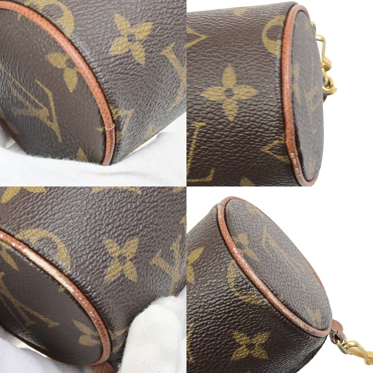 LOUIS VUITTON Logo Papillon Pouch Hand Bag Monogram Leather BN M51380 62ED983