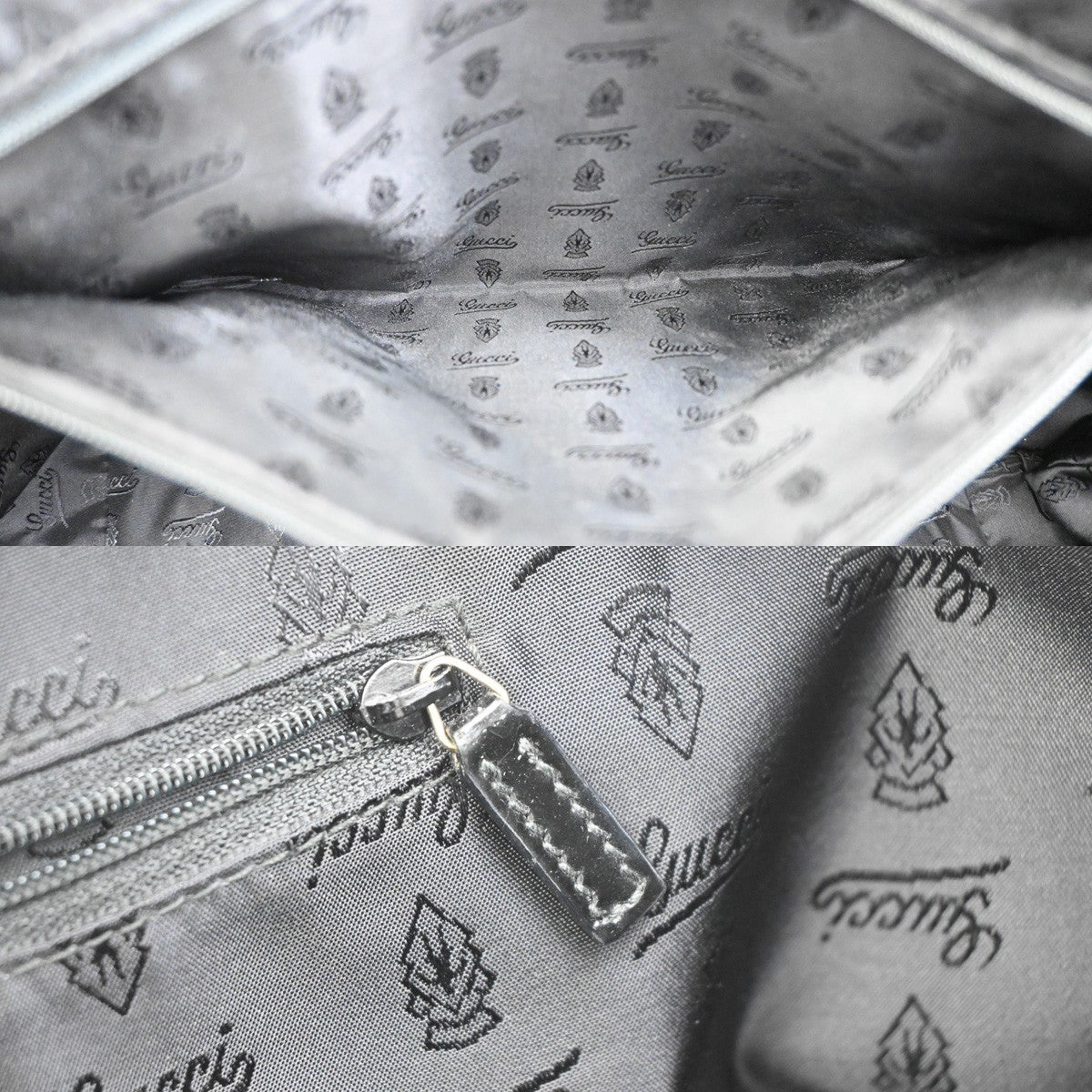 GUCCI Logo GG Pattern Shoulder Tote Bag Charm Canvas Patent Leather BK 38KB516