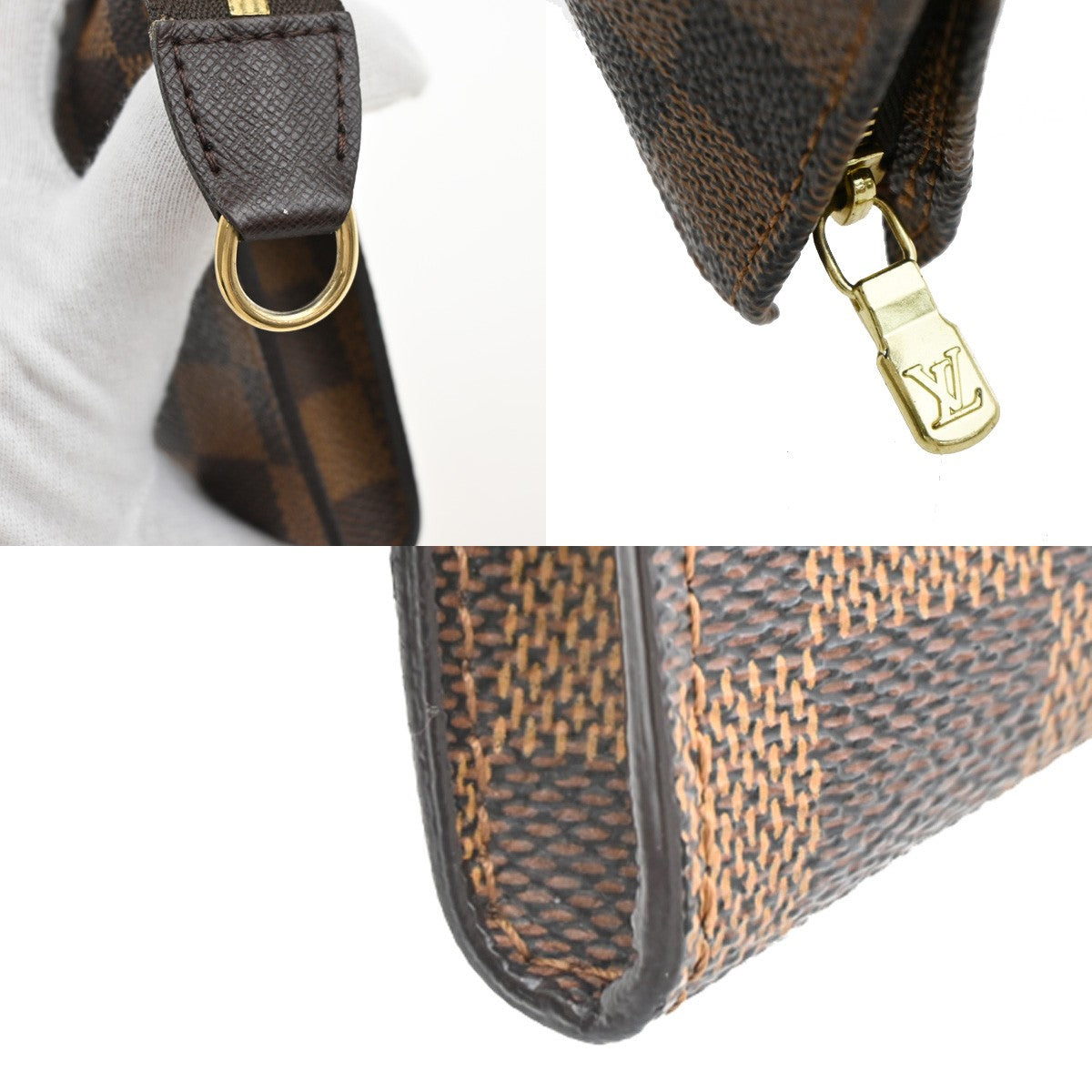 LOUIS VUITTON Marais Mini Pouch Damier Ebene Leather Brown France 04YH320