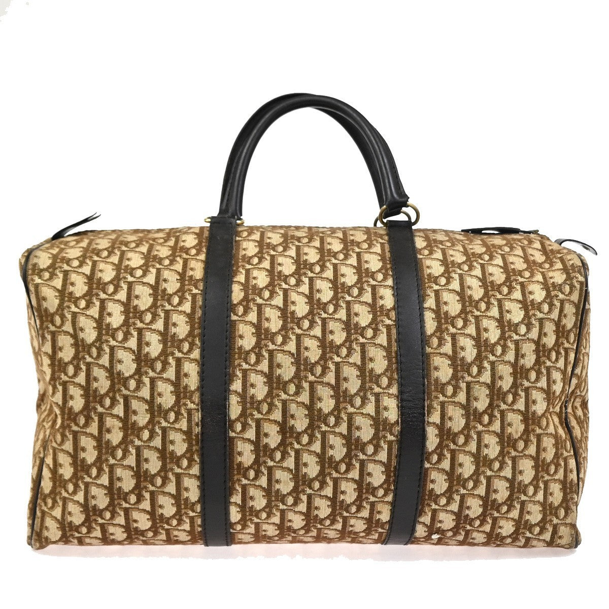 CHRISTIAN DIOR Logo Trotter Pattern Hand Bag Canvas Leather Brown France 86SA052