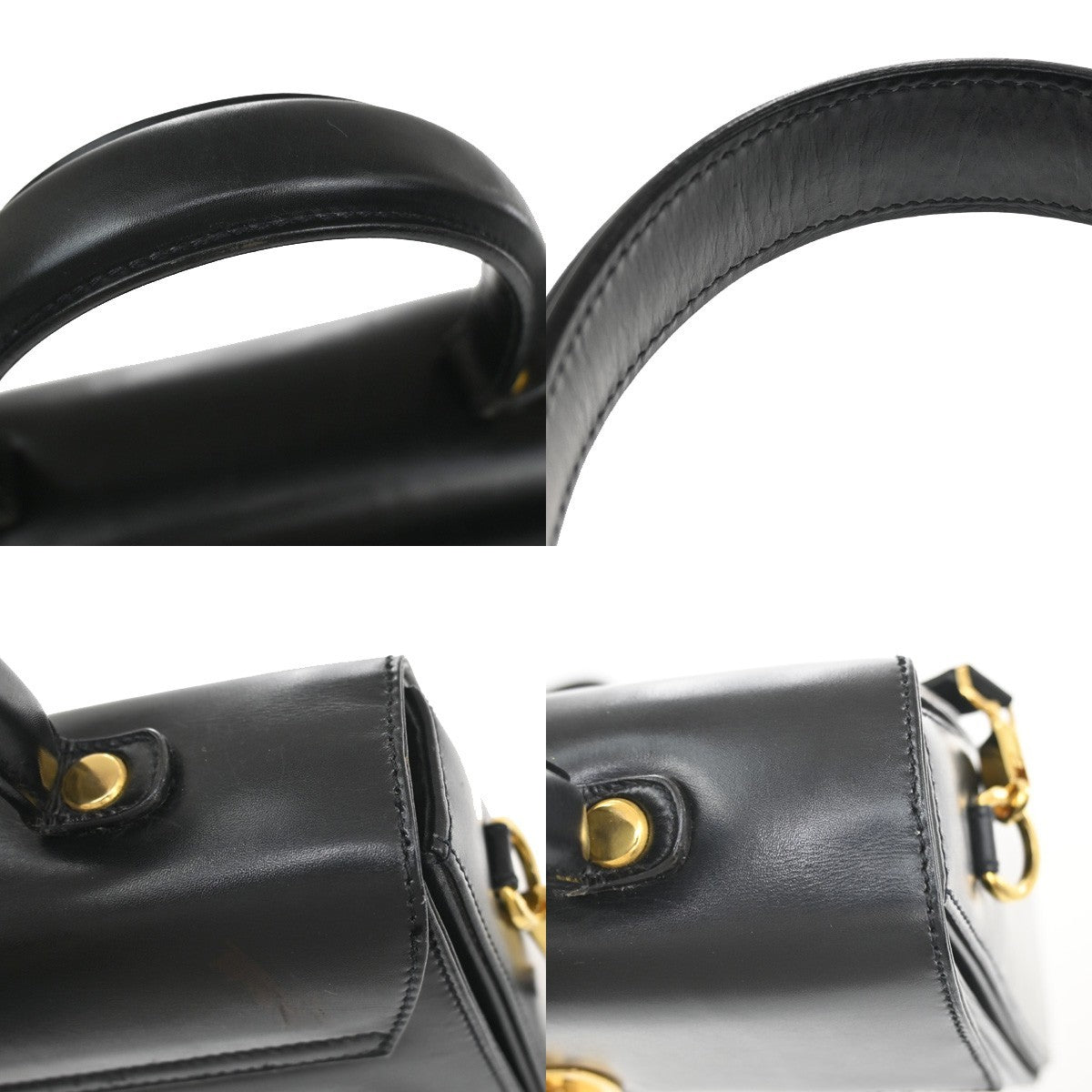 SALVATORE FERRAGAMO Logo Gancini 2Way Hand Bag Leather Black GHW Italy 76YJ206