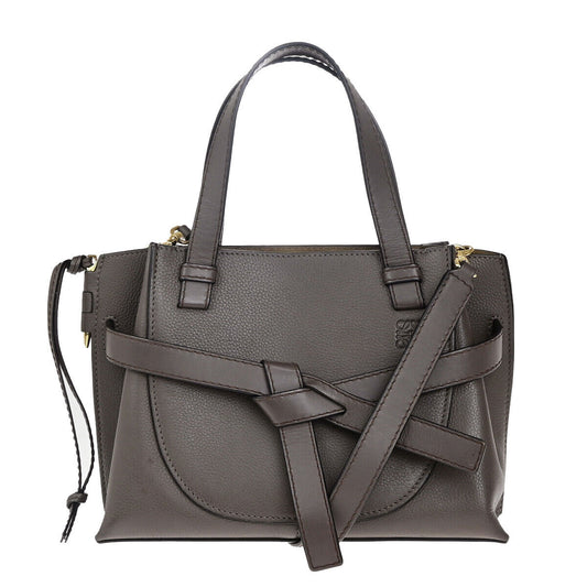 LOEWE Logo Gate Top Handle 2Way Shoulder Hand Bad Leather Brown GHW 95RK662