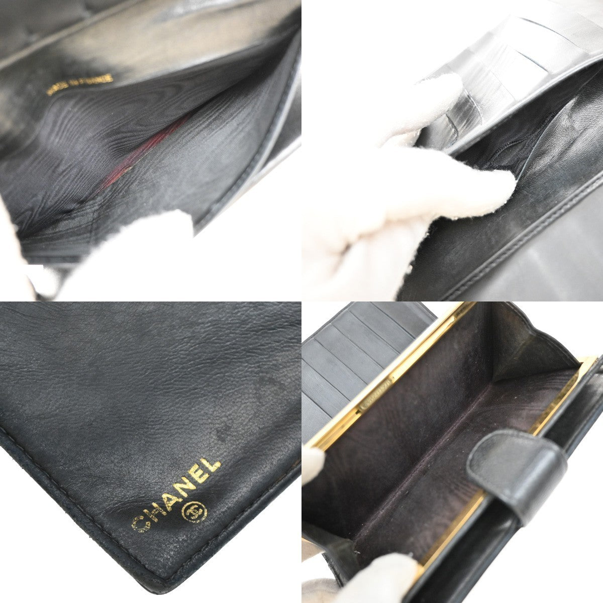 CHANEL CC Long Bifold Wallet Grained Calfskin Leather Black GHW 66EG194
