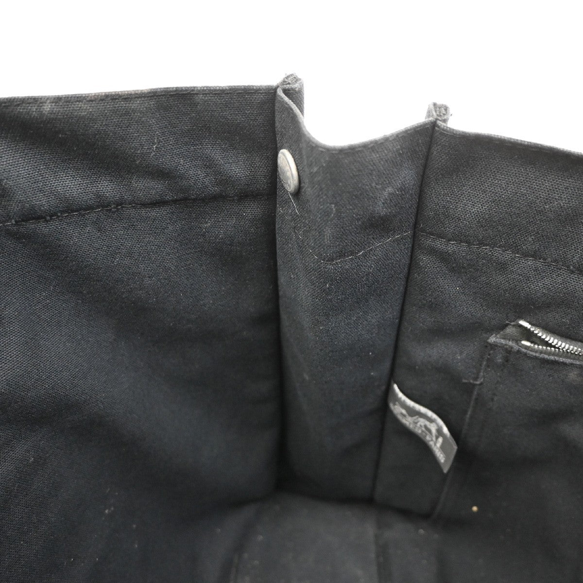 HERMES Logo Fourre Tout MM Hand Tote Bag Cotton Black SHW France 07KD184