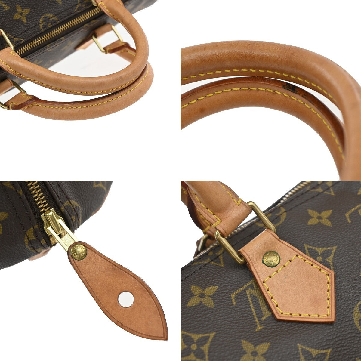 LOUIS VUITTON Speedy 35 Travel Hand Bag Monogram Leather Brown M41524 97EE595