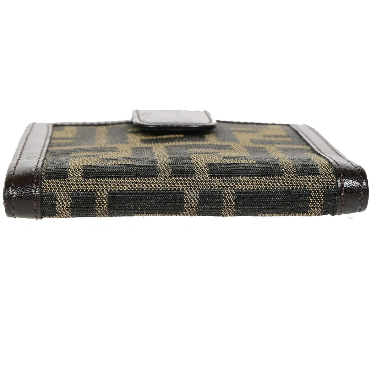 FENDI Logo Zucca Pattern Bifold Wallet Purse Canvas Leather Brown Italy 09HB977