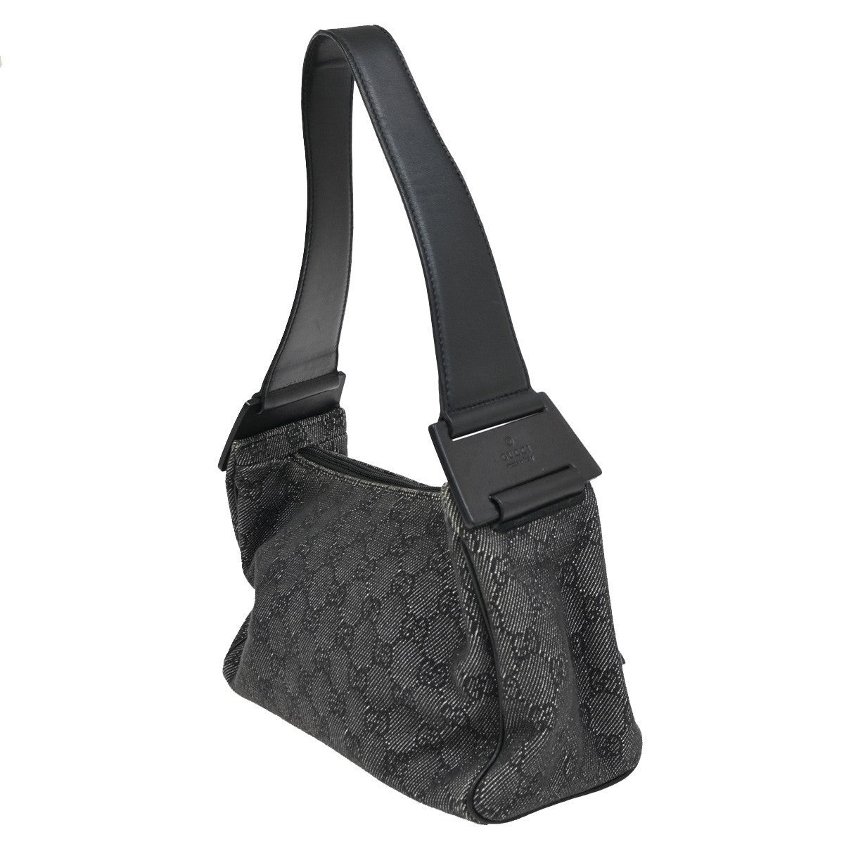 GUCCI GG  Pattern Shoulder Hand Bag Canvas Leather Black GHW Italy 35CA700