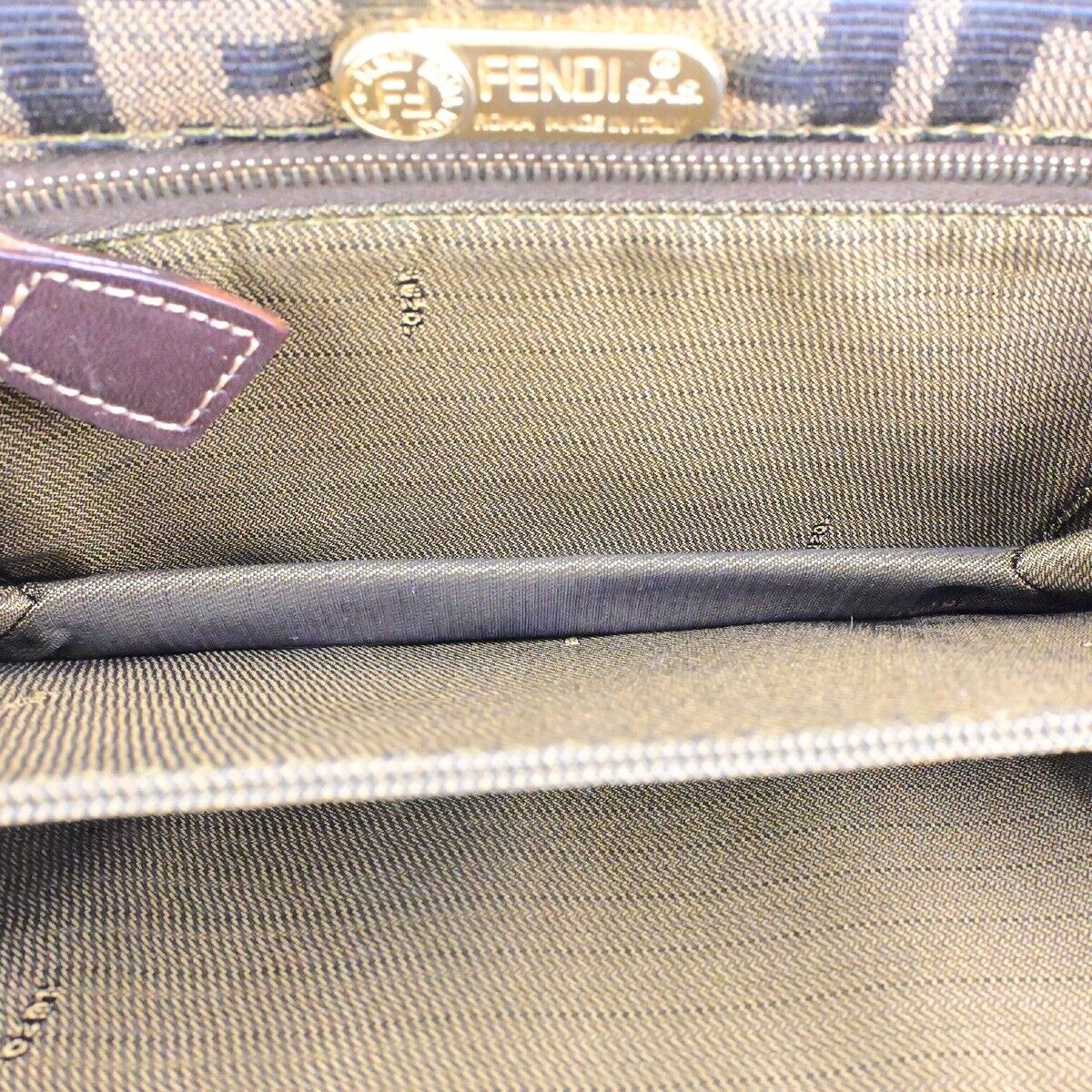FENDI Logo Zucca Pattern Shoulder Bag Canvas Leather Brown GHW Italy 79ED281