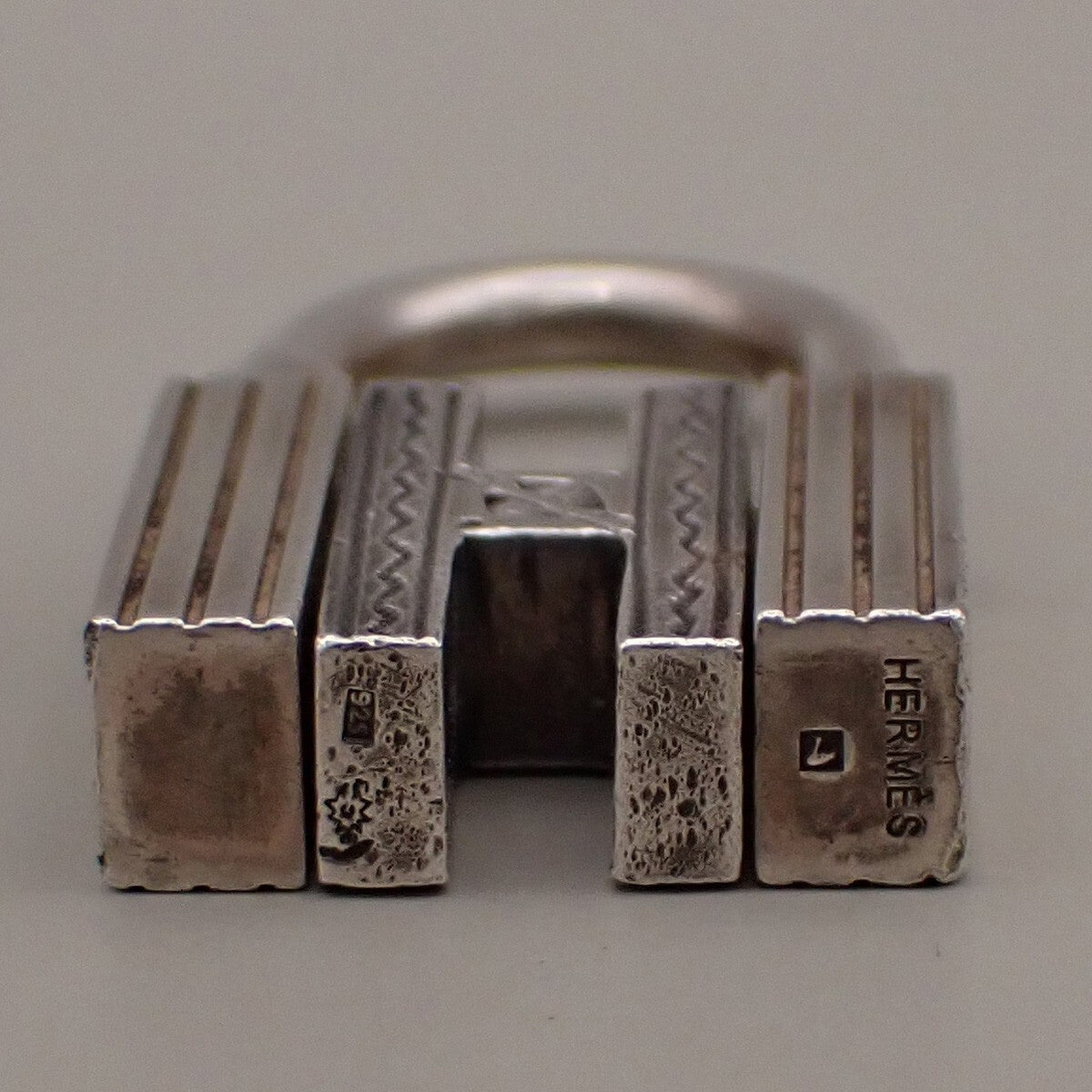 HERMES Logo Touareg H Cadena Padlock Bag Charm Silver 925 31RK897