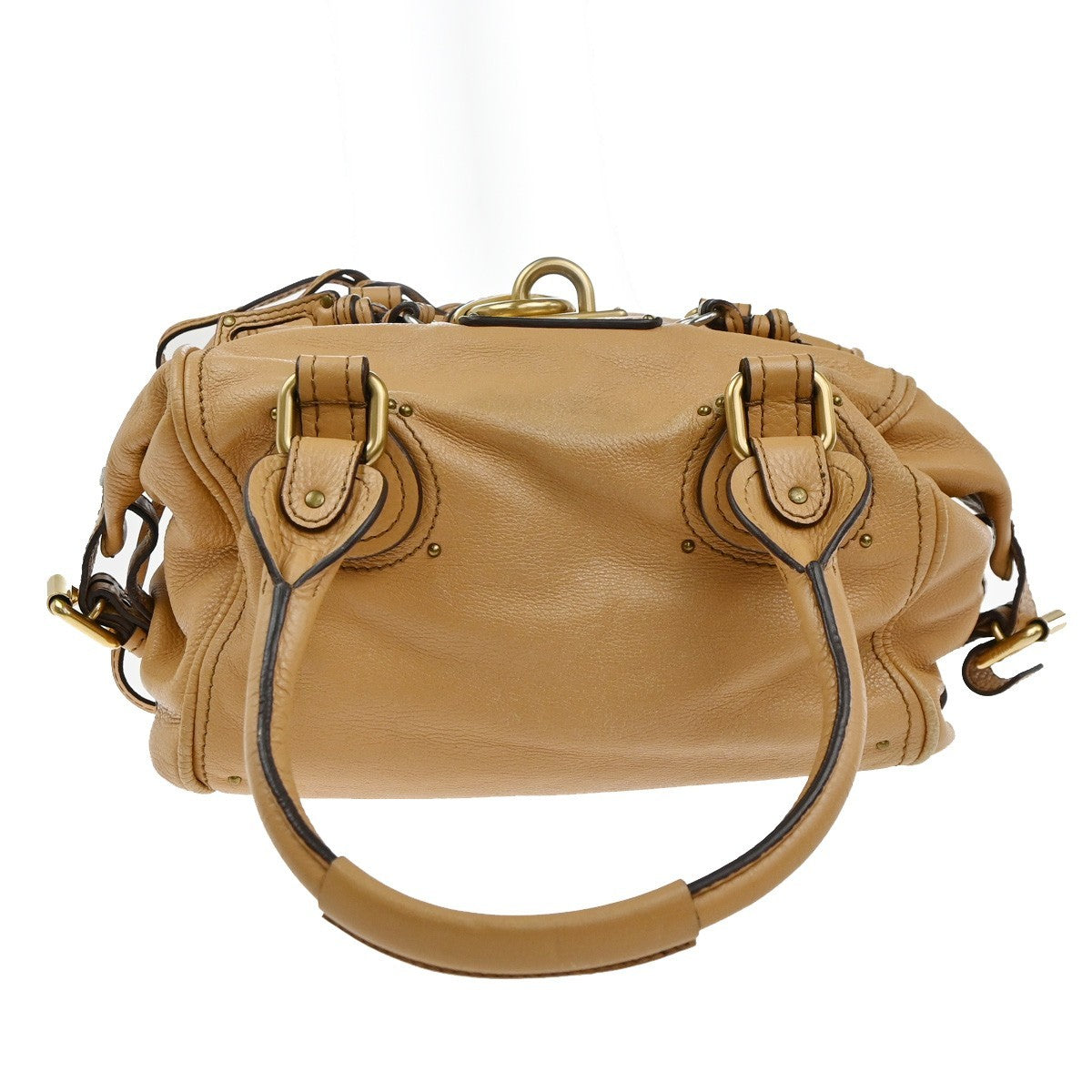 CHLOE Logo Paddington Padlock Shoulder Hand Bag Leather Brown GHW Italy 58EG376