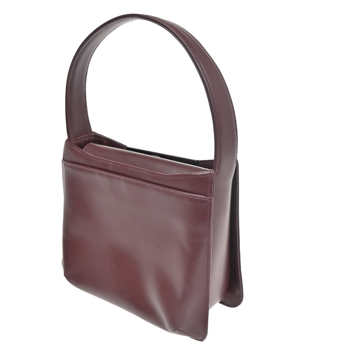 GIVENCHY Logo Top Handle Hand Bag Leather Canvas Burgundy 05KC527