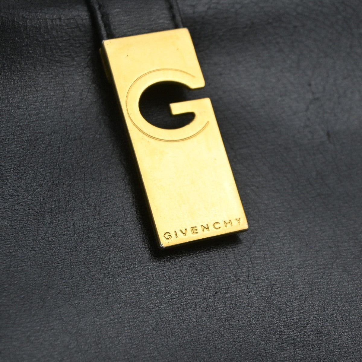 GIVENCHY Logo Shoulder Hand Bag Leather Black GHW Italy 07CA934