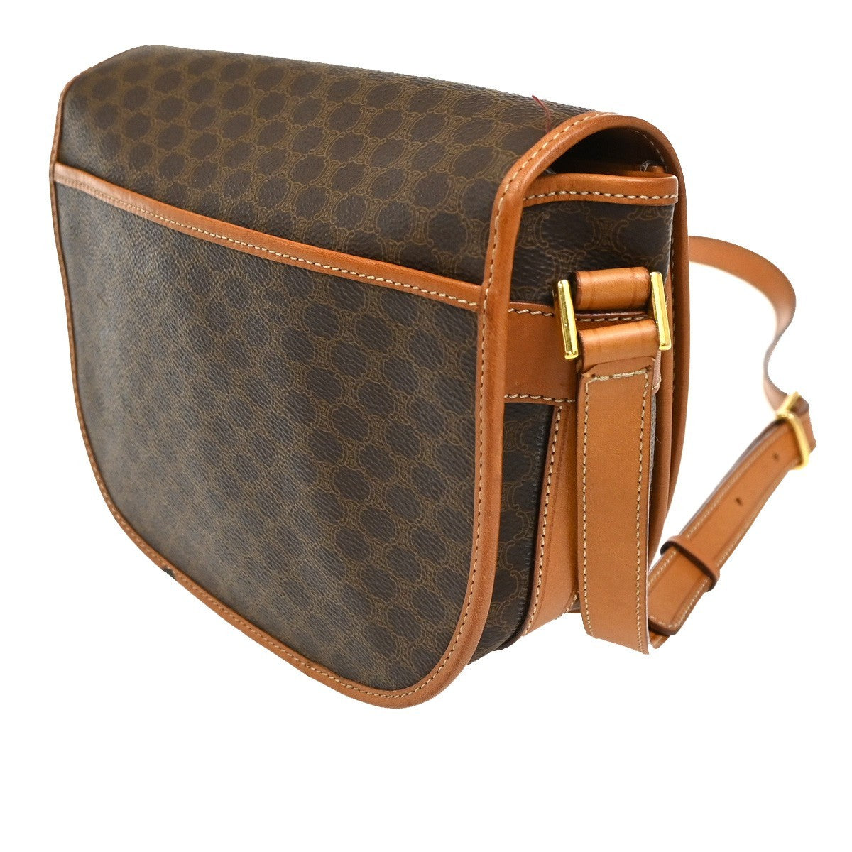CELINE Logo Macadam Crossbody Shoulder Bag PVC Leather Brown Italy 35KC353