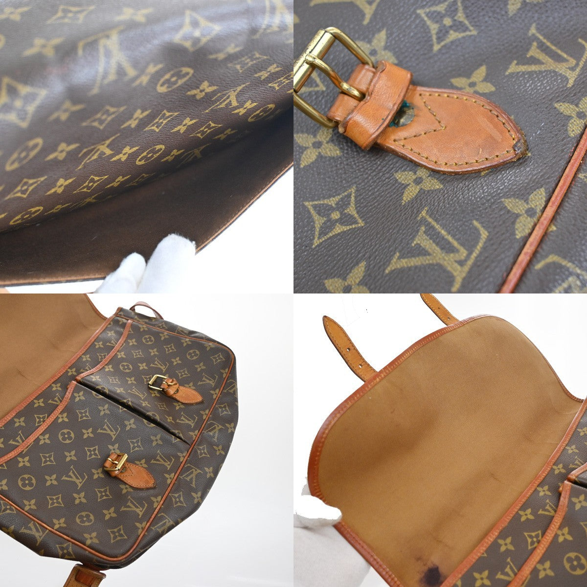 LOUIS VUITTON Gibeciere MM Shoulder Bag Monogram Leather Brown M42247 66SA102