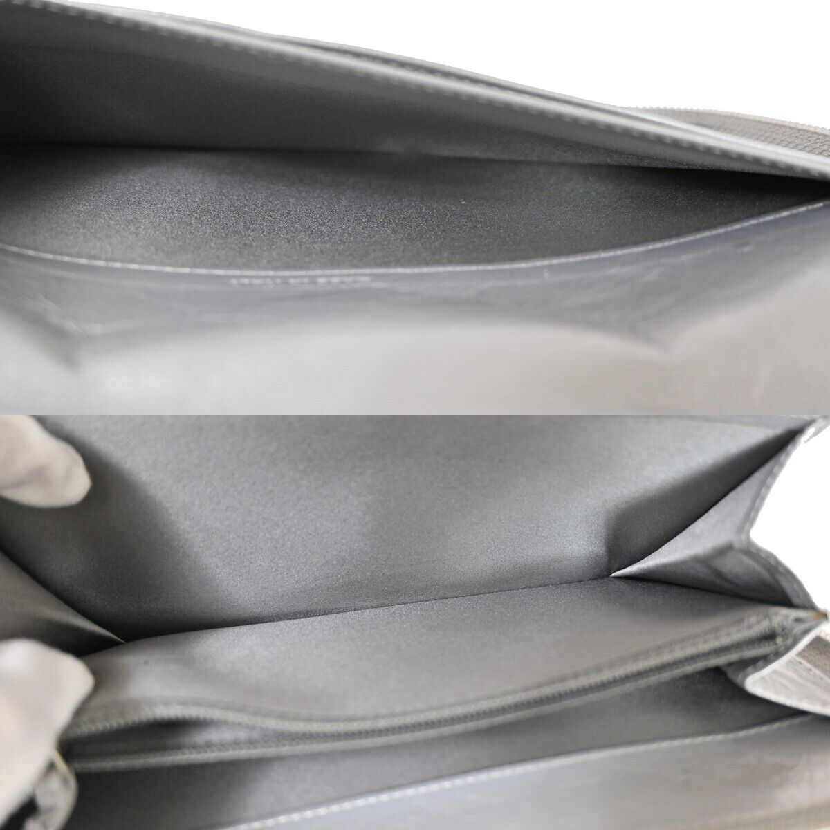 CHANEL CC Ribbon Around Zipper Bifold Wallet Purse Leather Silver SHW 60YD723