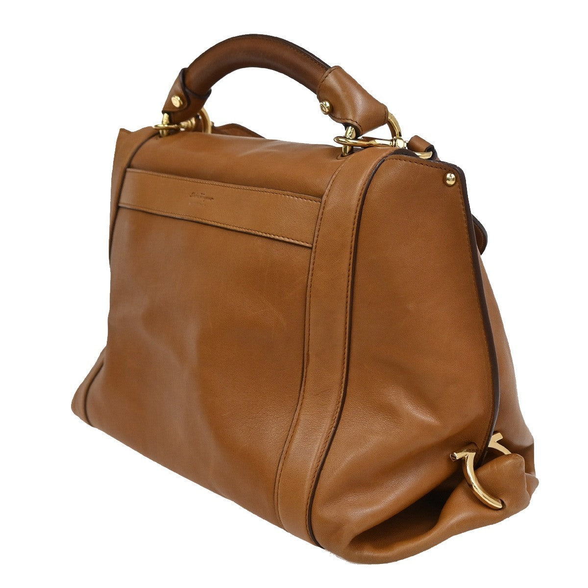 SALVATORE FERRAGAMO Gancini 2Way Shoulder Hand Bag Leather Brown GHW 31EG158