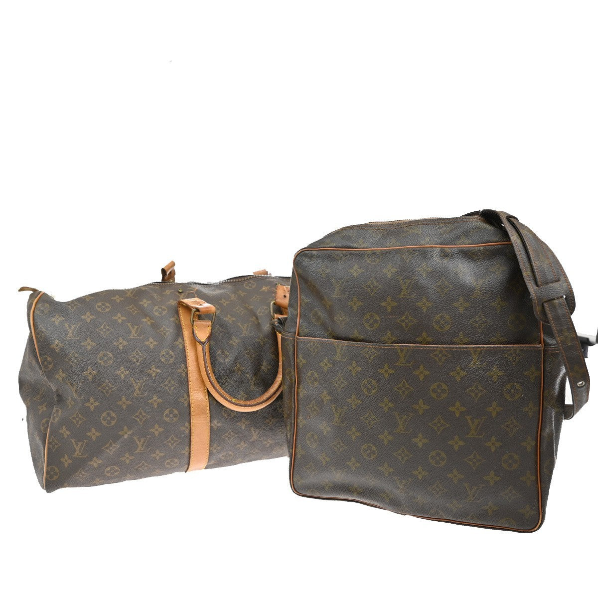 LOUIS VUITTON 2 Set Keepall Marceau Shoulder Bag Monogram Leather Brown 67EF882