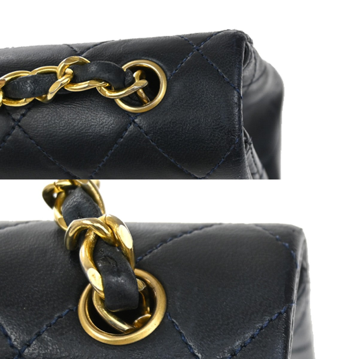 CHANEL CC Mini Matelasse Chain Shoulder Bag Leather Blue GHW Vintage 312RL427